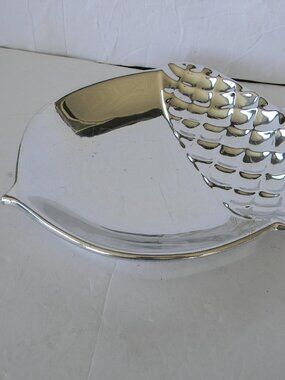SLATKIN & CO. SILVER ACORN DISH TRAY CANDLE HOLDER  7.5"X10" FALL HARVEST